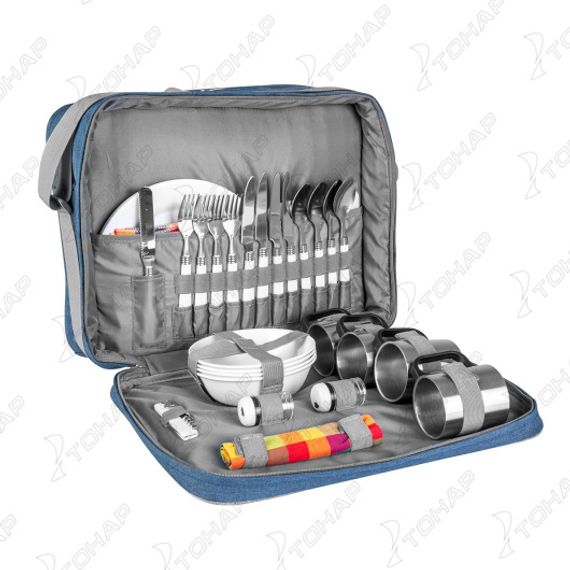 Набор для пикника на 4 персоны LUXE синий/серый (HS-425(4)BG) Helios