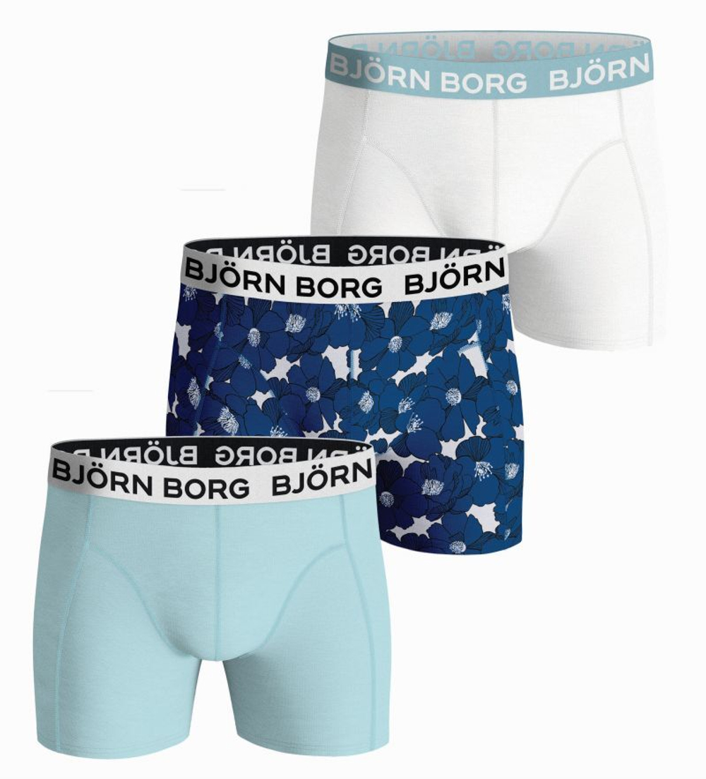 Мужские спортивные боксеры Björn Borg Cotton Stretch Boxer 3P - white/print/mint
