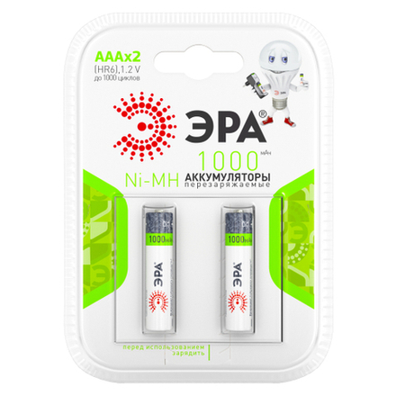 Аккумуляторы NiMH (никель-металлгидридные) ЭРА HR03-2BL 1000mAh