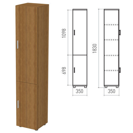 Шкаф закрытый "Канц", 350х350х1830, цвет орех пирамидальный (КОМПЛЕКТ)