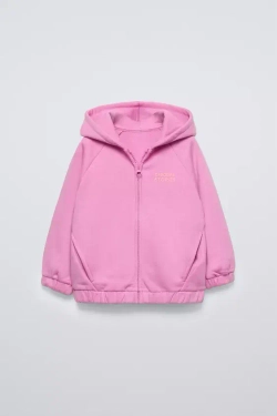 ZARA ХУДИ С НАДПИСЬЮ, ТЕМНО-РОЗОВЫЙ