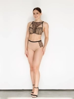 Трусы Zebra бразилиана с высокой линией талии (скин/черный)