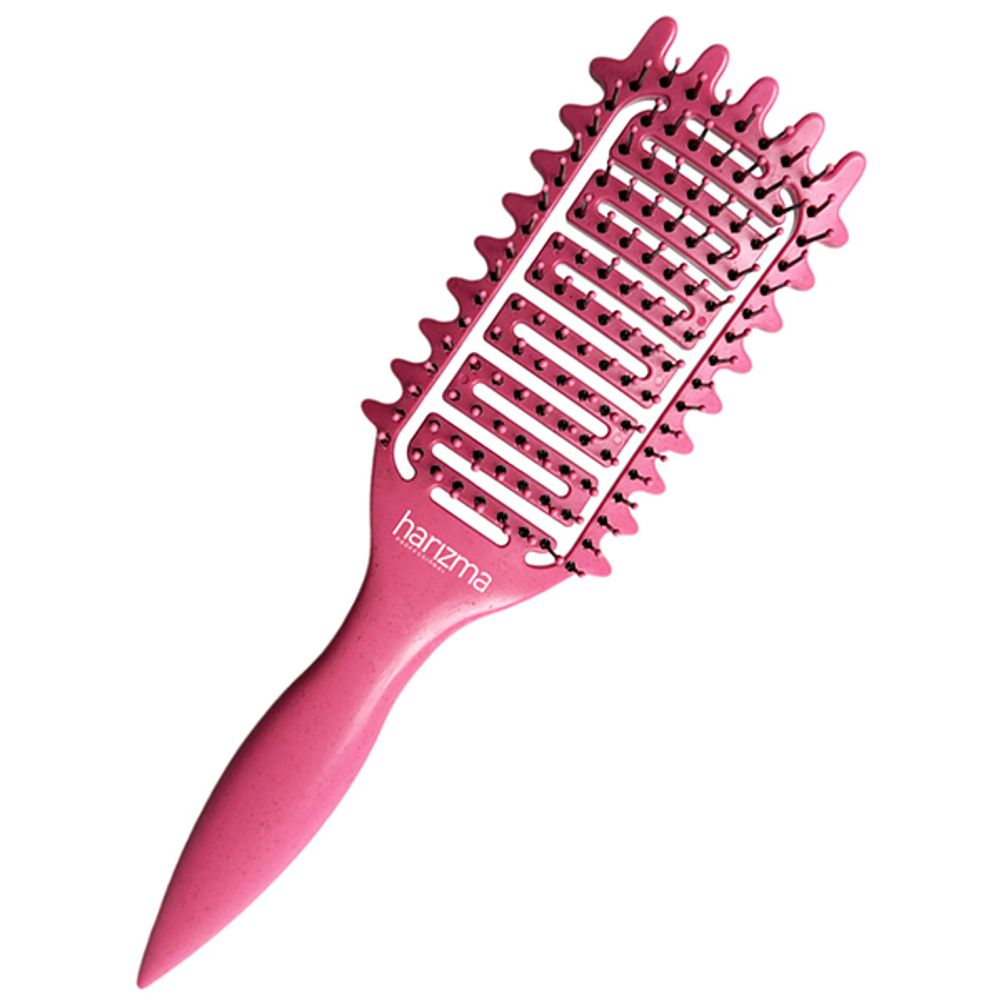 Щетка массажная Harizma Nylon, 9 рядов, розовая (h10687-34)