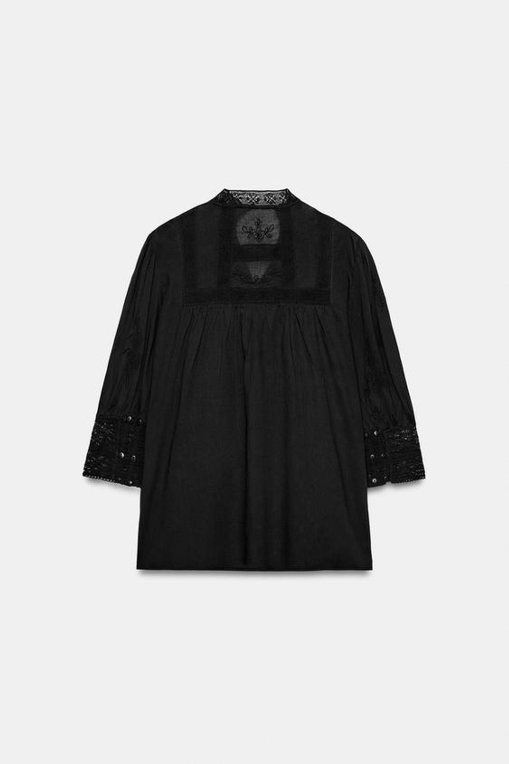 ZARA БЛУЗА С ВЫШИВКОЙ — ZW COLLECTION, ЧЕРНЫЙ