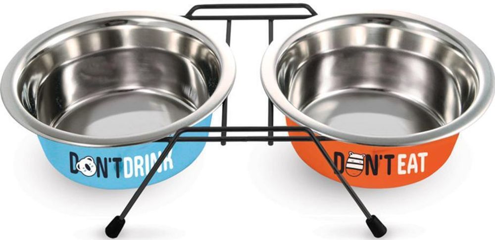 Миска для животных Water&amp;Food, металлическая на подставке, 2х240 мл