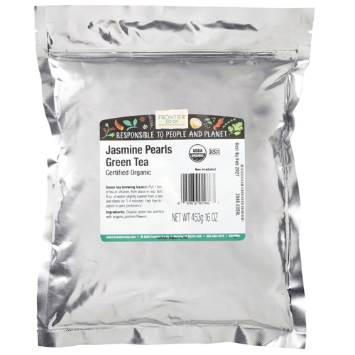 Frontier Co-op, Органический зеленый чай с жасмином и жемчугом, 453 г (16 унций)