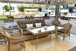 "Гляссе" диван трехместный из искусственного ротанга, цвет соломенный