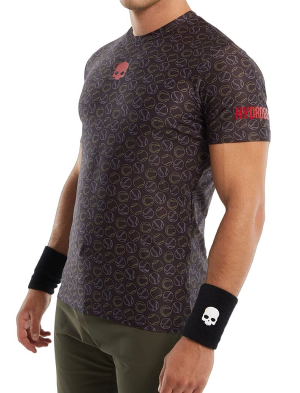Мужская теннисная футболка Hydrogen Tennis Balls Allover Tech T-Shirt - черный
