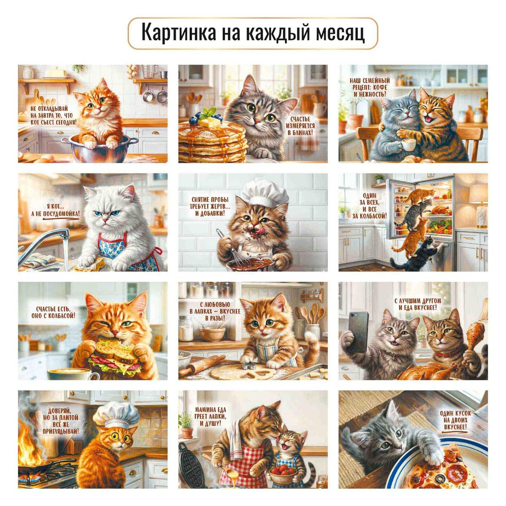 Календарь отрывной на магните 2027 "Готовим с котом" 10337 (Квадра)