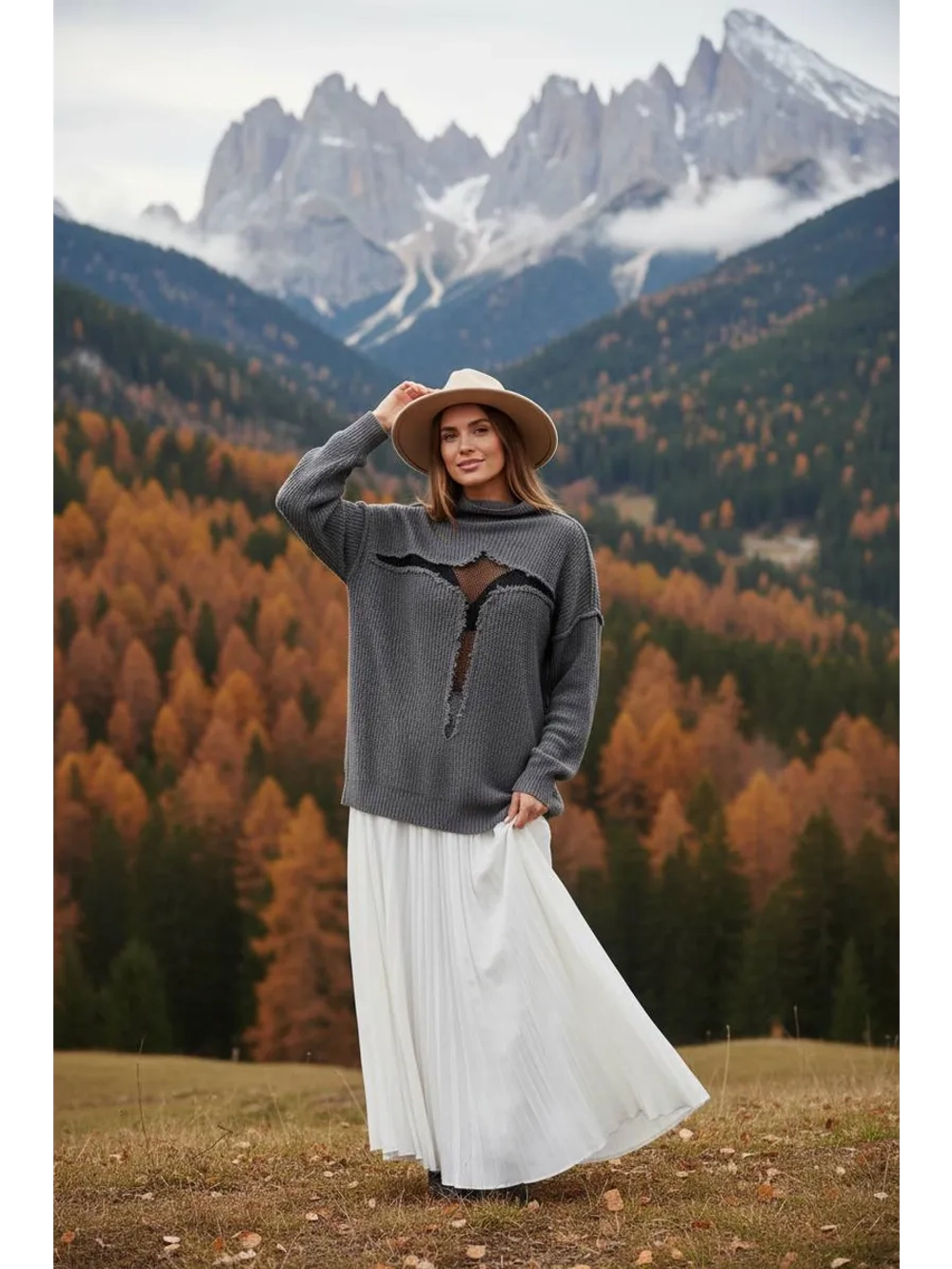 Свитер сетка с горлом