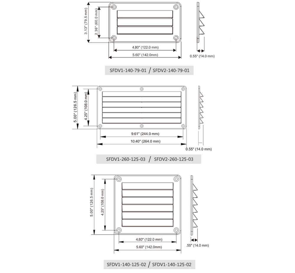 Вентиляционная решетка (264х126,5мм, АБС-пластик)