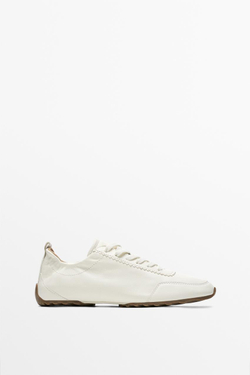 Massimo Dutti Кроссовки из мягкой кожи, белый