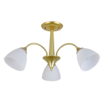 Люстра на штанге 3х60Вт Е27, металл/стекло, золото/белый матовый