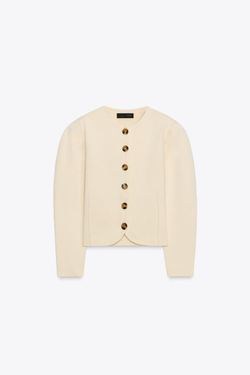 ZARA КАРДИГАН ОБЛЕГАЮЩЕГО КРОЯ С ПУГОВИЦАМИ, БЕЖЕВЫЙ