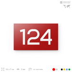 Номер на дверь 124, табличка на дверь для офиса, квартиры, кабинета, аудитории, склада, красная 120х70 мм, Айдентика Технолоджи
