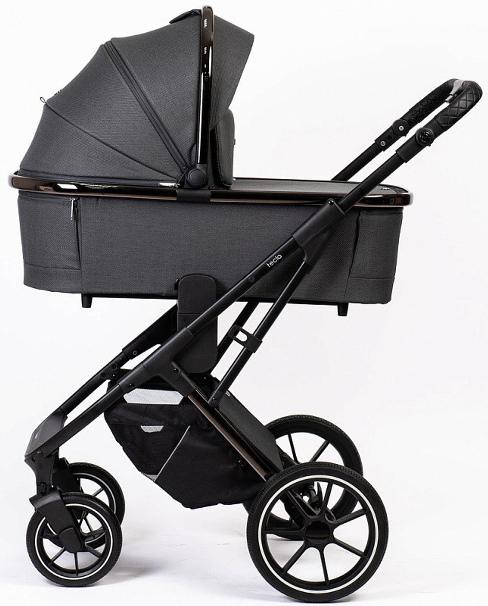 Детская коляска Peppy Tecla 3 в 1 с автокреслом Verona Black Shadow Antrazit Chrome Edition Графитовый