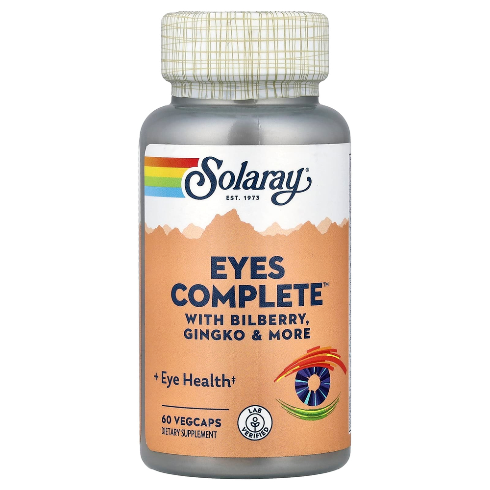 Solaray, Eyes Complete™, с черникой, гинкго и другими ингредиентами, 60 растительных капсул