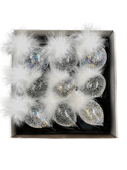 Набор стеклянных украшений Ледяной дождь 80 мм., 9 шт., шар, капля, луковка, прозрачный, Christmas DeLuxe (14033)