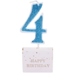 Свеча для торта Цифра Иллюзия «4» 9.5 см, голубой