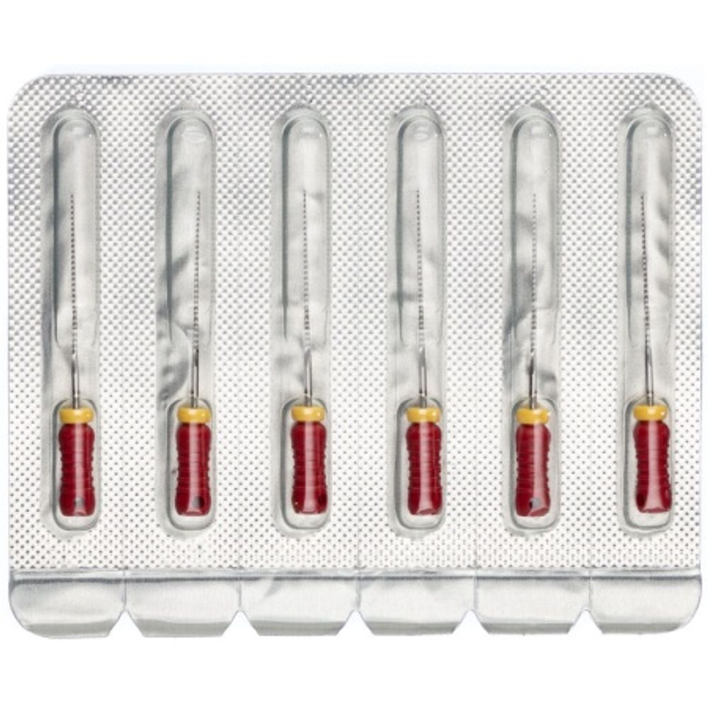 Pro-Endo K-Files №25 (25мм) (6шт.) Про-Эндо К-файлы (К-рашпили), каналорасширители ручные