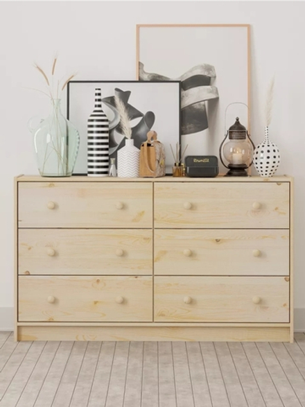 Широкий деревянный комод Раст 6 ящиков, из сосны