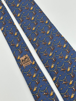 Галстук синий с обезьянами Hermes