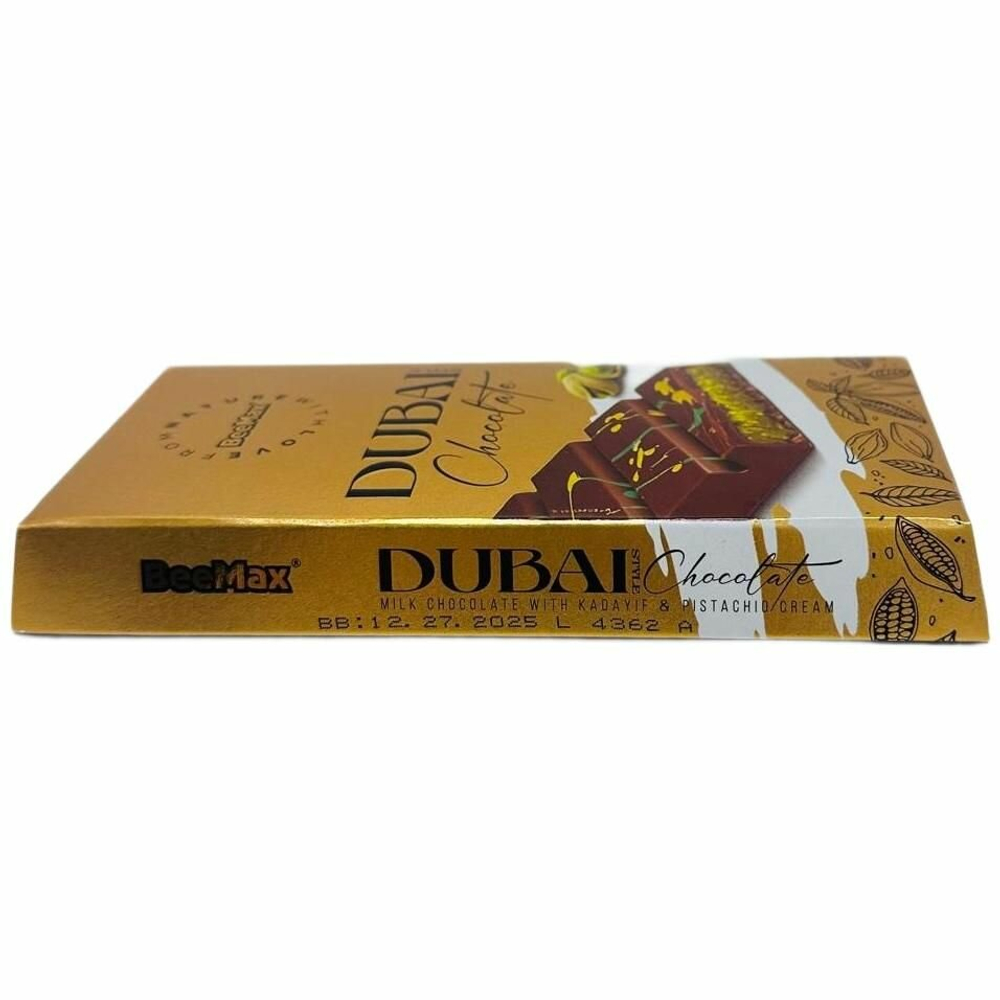 Шоколад молочный BeeMax "Dubai Style", фисташковая начинка, в картонной коробке, 200г