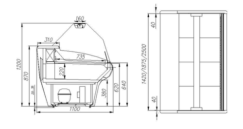 Холодильная витрина CARBOMA ВХСр-1,25 BAVARIA (G110 SV 1,25-1)