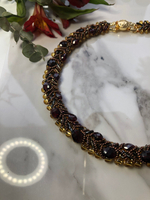 Колье из бисера "Змейка" ручной работы 48 см с камнем Гранат (альмандин)