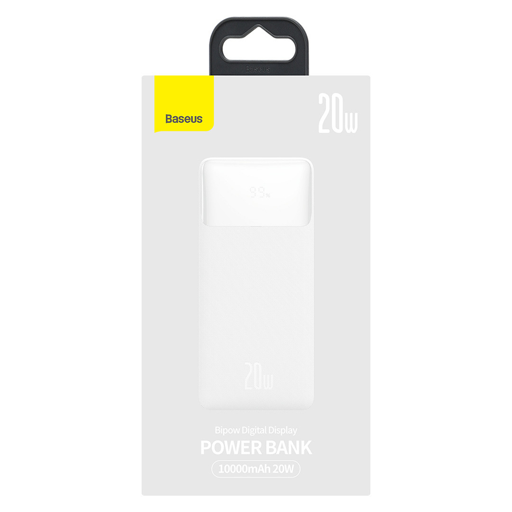 Внешний аккумулятор Baseus Bipow Digital Display Power Bank C+2U 10000mAh 20W - White