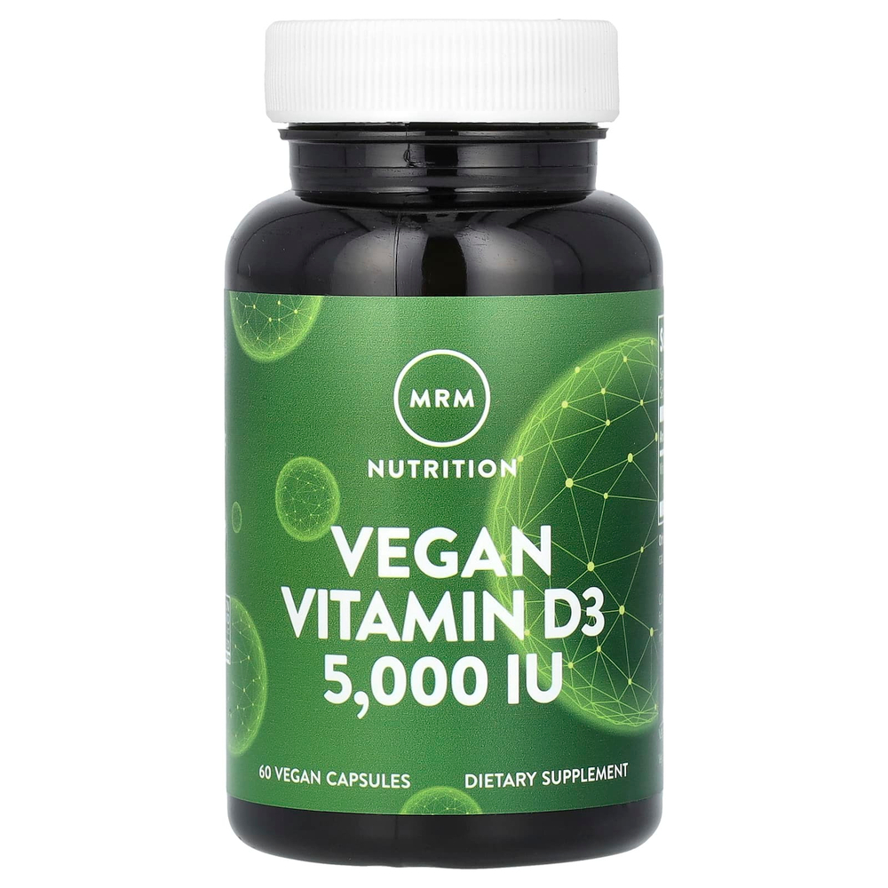 MRM Nutrition, веганский витамин D3, 125 мкг (5000 МЕ), 60 веганских капсул