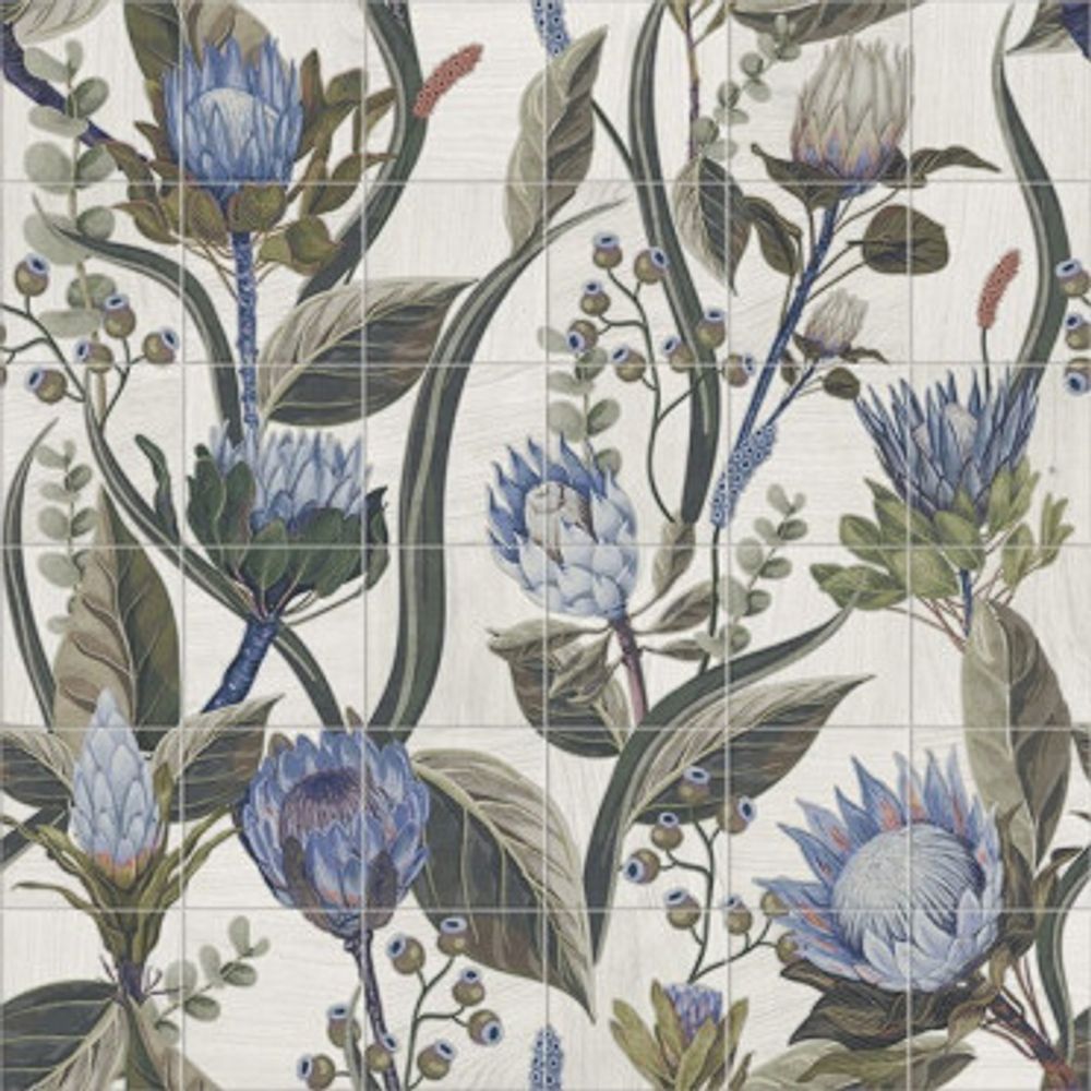 Панно MURAL BLU LEAVES (36 шт 20*20)