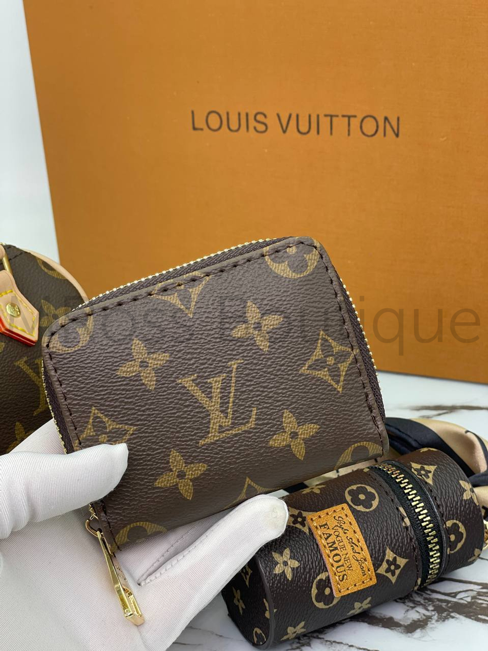 Сумка Neverfull mini, кошелек, брелок Louis Vuitton