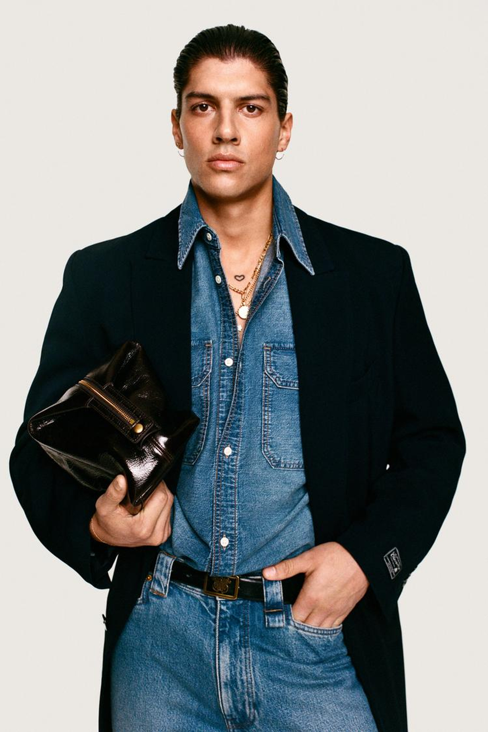 ZARA X WILLY CHAVARRIA ДЖИНСОВАЯ РУБАШКА СВОБОДНОГО КРОЯ С ВЫШИВКОЙ, ТЕМНО-СИНИЙ