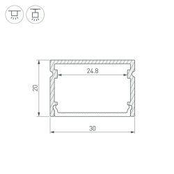 Профиль LINE-3020-2000 ANOD (Arlight, Алюминий) 046962