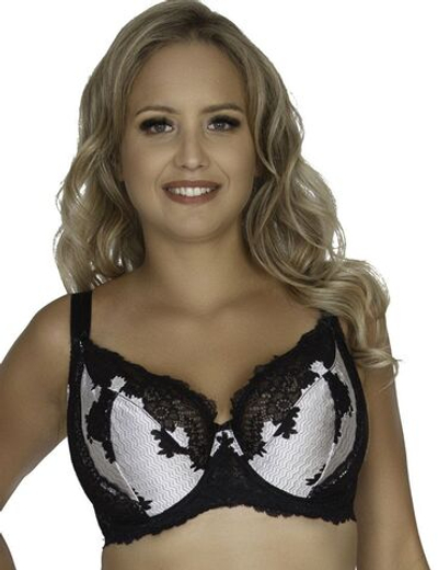 Соблазнительный бюстгальтер с мягкой чашкой plus size и рисунком цвета жемчуга (Размер: 75J) (Цвет: черный)