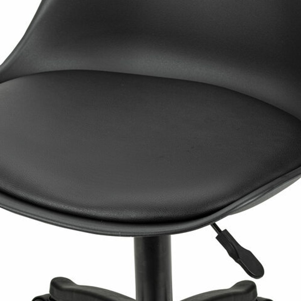 Кресло стул BRABIX "Eames MG-310 PL", пластик черный, экокожа черная, 532927