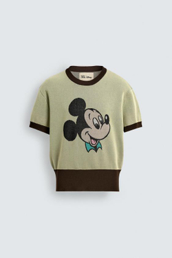 ZARA HARRY LAMBERT X DISNEY ВЯЗАНАЯ ФУТБОЛКА MICKEY MOUSE, ЖЕЛТЫЙ