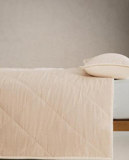 ZARA HOME ДЕТСКОЕ ОДЕЯЛО В ПОЛОСКУ, КОРИЧНЕВЫЙ