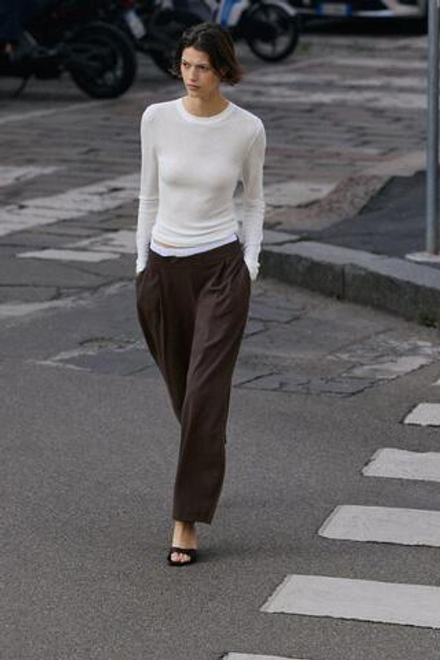 ZARA БРЮКИ-БАРРЕЛИ С ДВОЙНЫМ ПОЯСОМ, КОРИЧНЕВЫЙ