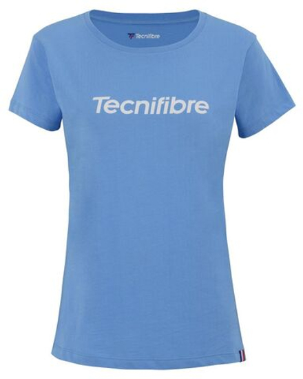 Женская теннисная футболка Tecnifibre Club Cotton Tee - azur