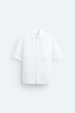 ZARA РУБАШКА ИЗ 100% ЛЬНА, БЕЛЫЙ