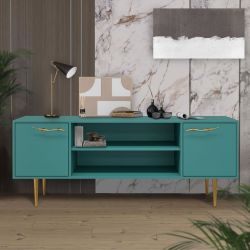 Тумба под ТВ Арт Колор matte 155см Стайл Голд Пастельно-синий матовый