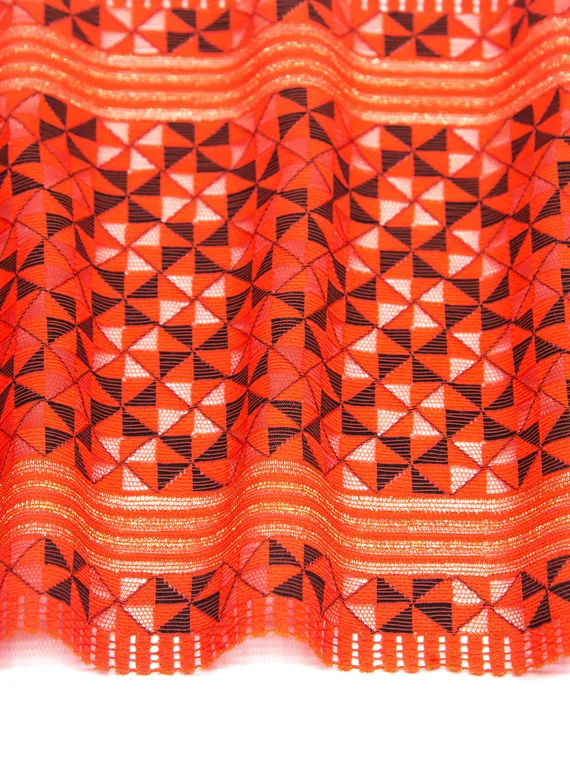 260 ОПТ Кружево эластичное 19,5 см, Италия, красный/черный