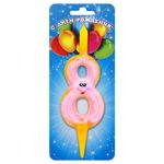 Свеча Цифра, 8 Осьминожка, 9 см, 1 шт.