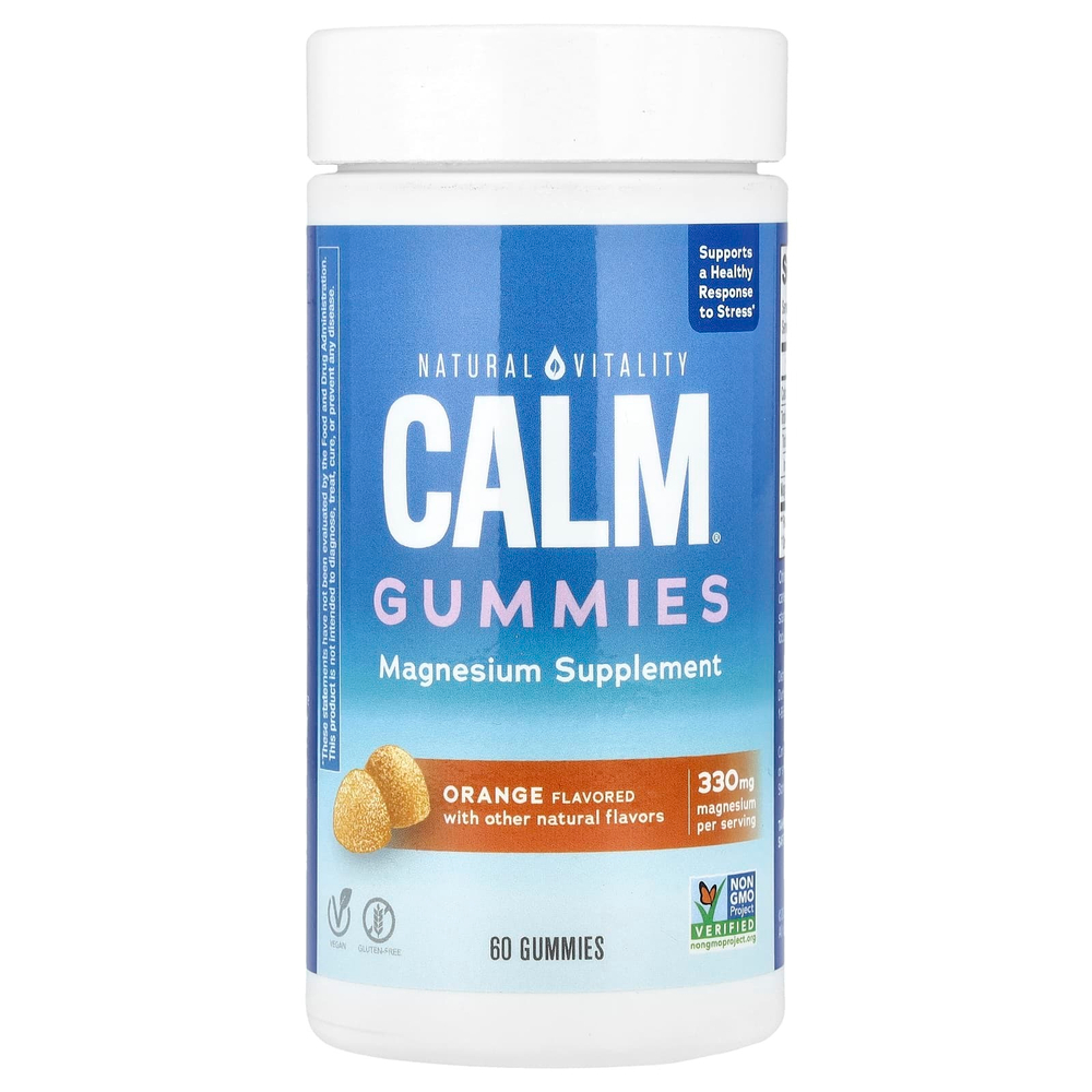 Natural Vitality, CALM®, жевательные мармеладки с магнием, апельсин, 60 жевательных мармеладок (82,5 мг в 1 жевательной мармеладке)