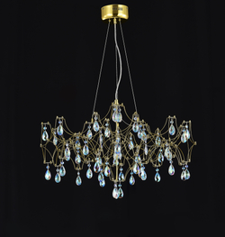 Подвесная люстра светодиодная с пультом и хрустальными подвесками K9 MyFar Ileria MR2653-57P-50СD