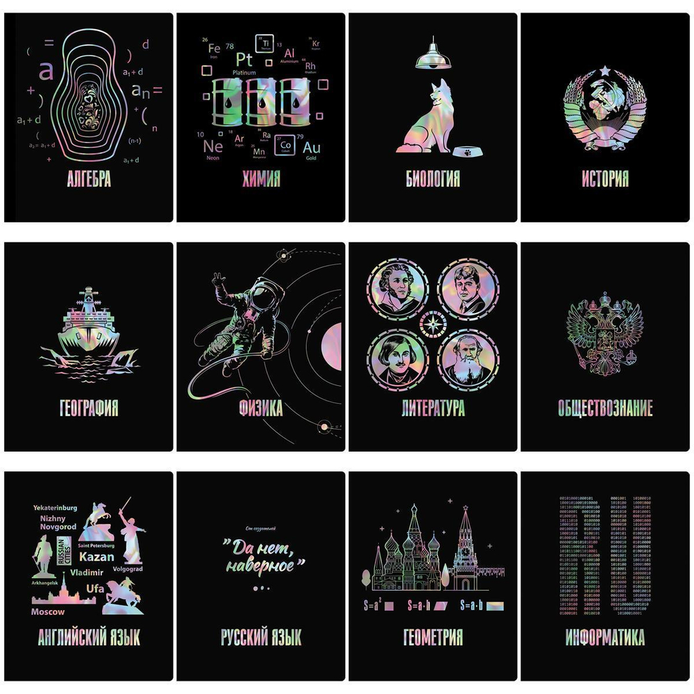 Комплект предметных тетрадей А5 48л. 12шт., пенал "Точка РУ" (BG)