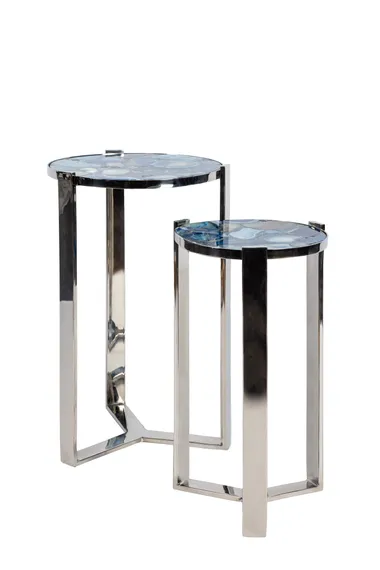 Кофейный столик Blue Agate Silver L, Ø35х55 см