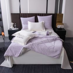 Комплект постельного белья на резинке с одеялом Вельвет Премиум «Лавандовый туман»